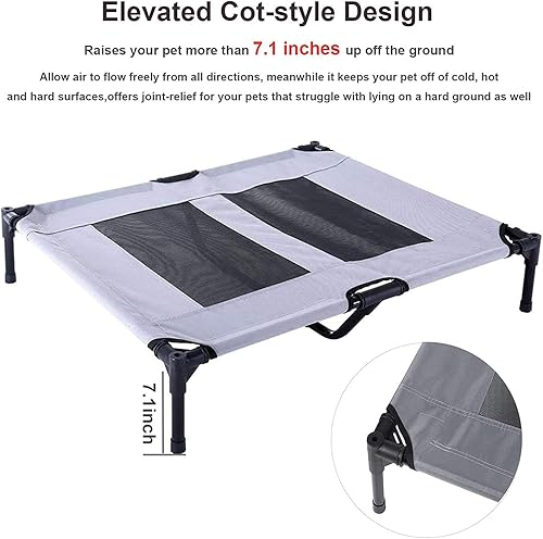 Miniatura 5 de PawfectPals Cama y cuna para mascotas de camping elevada, resistente al agua, con sombra desmontable para uso en interiores y exteriores (grande)