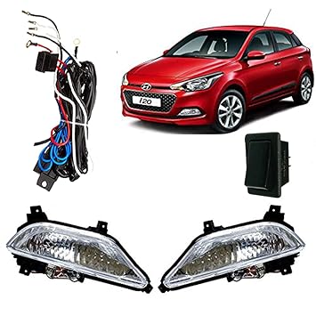 Auto Pearl Fog Lamp with Wiring Kit and Switch for i20 Elite (Set of 2)