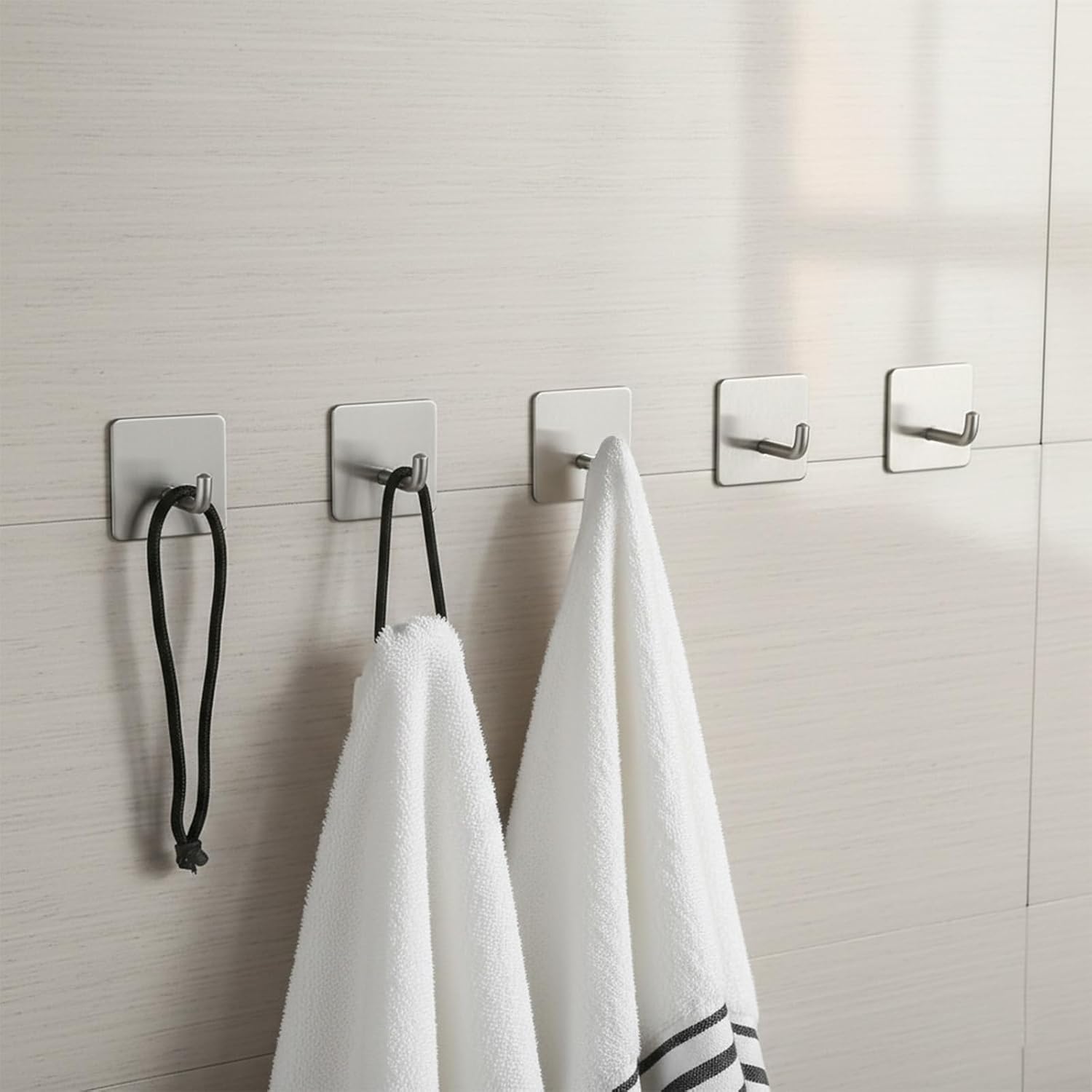 5 Pack Adhesive Wall Hooks-No Drill Self-Adhesive Stick for Hanging, Heavy Wall Sticky Hooks Hanger for Kitchen Bathroom