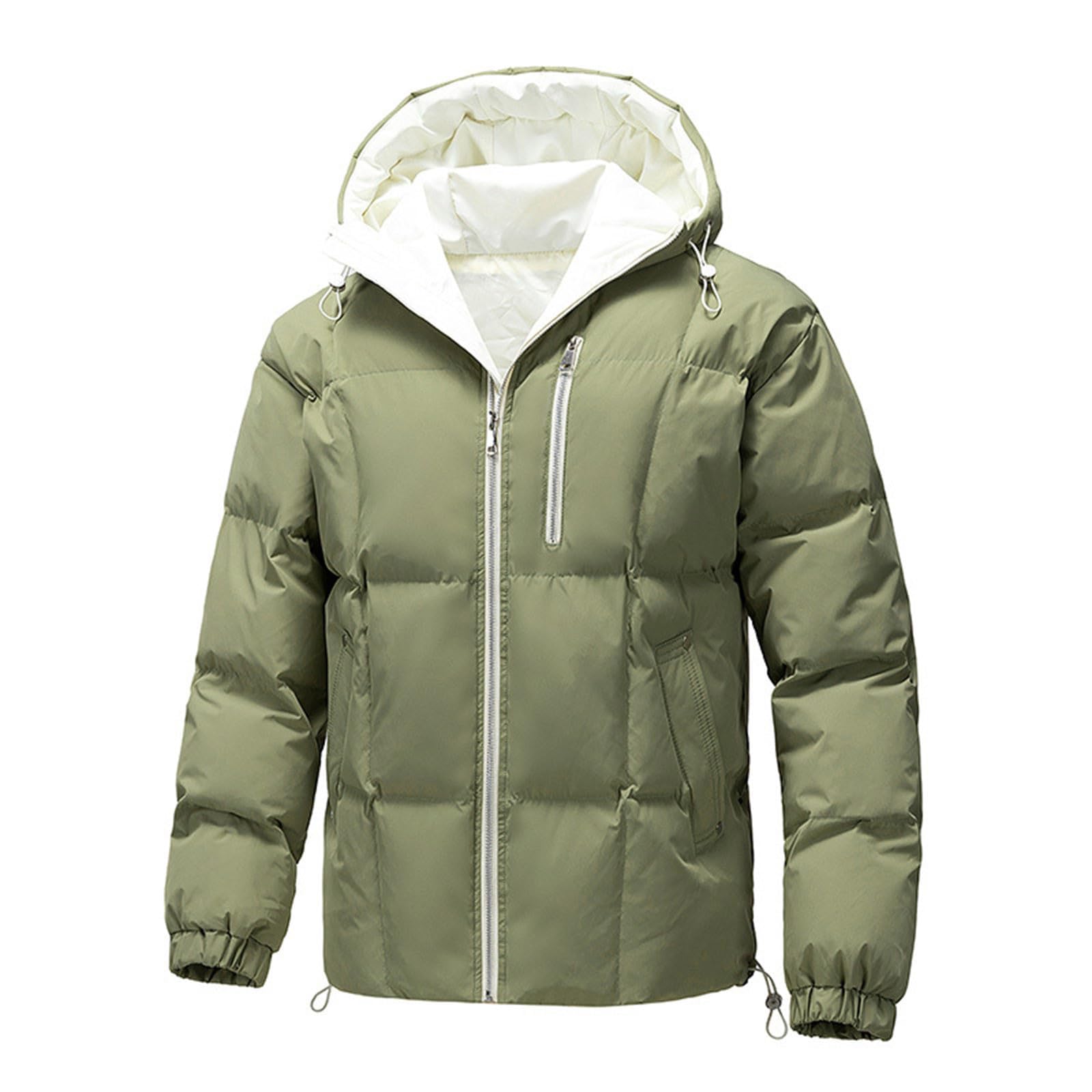 Męska kurtka zimowa wodoodporna ciepła kurtka puchowa jednolity kolor płaszcz zimowy pikowany zimowy z kapturem z zamkiem błyskawicznym kurtki softshell komfortowe kurtki outdoorowe męskie