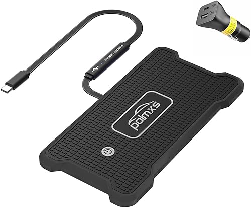 POLMXS - Cargador inalámbrico para automóvil, cargador inalámbrico para teléfono celular, con luz RGB, alfombrilla de carga inalámbrica compatible