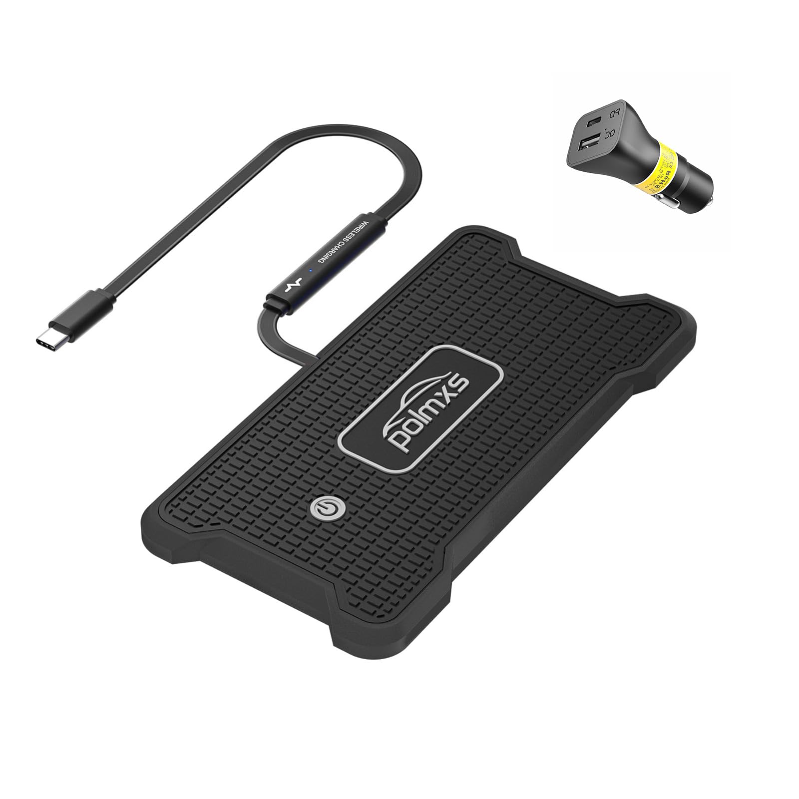 POLMXS Wireless Charger Fast Wireless car Charger Light up Wireless Phone Charger Charging pad for car Cell Phone RGB Cordless Charger Wireless Charging mat S23/S22 Airpod Charger (30cm Cable)(C15N)