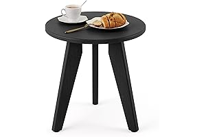 Outdoor Round End Table - Weather-Resistant Black HDPE
