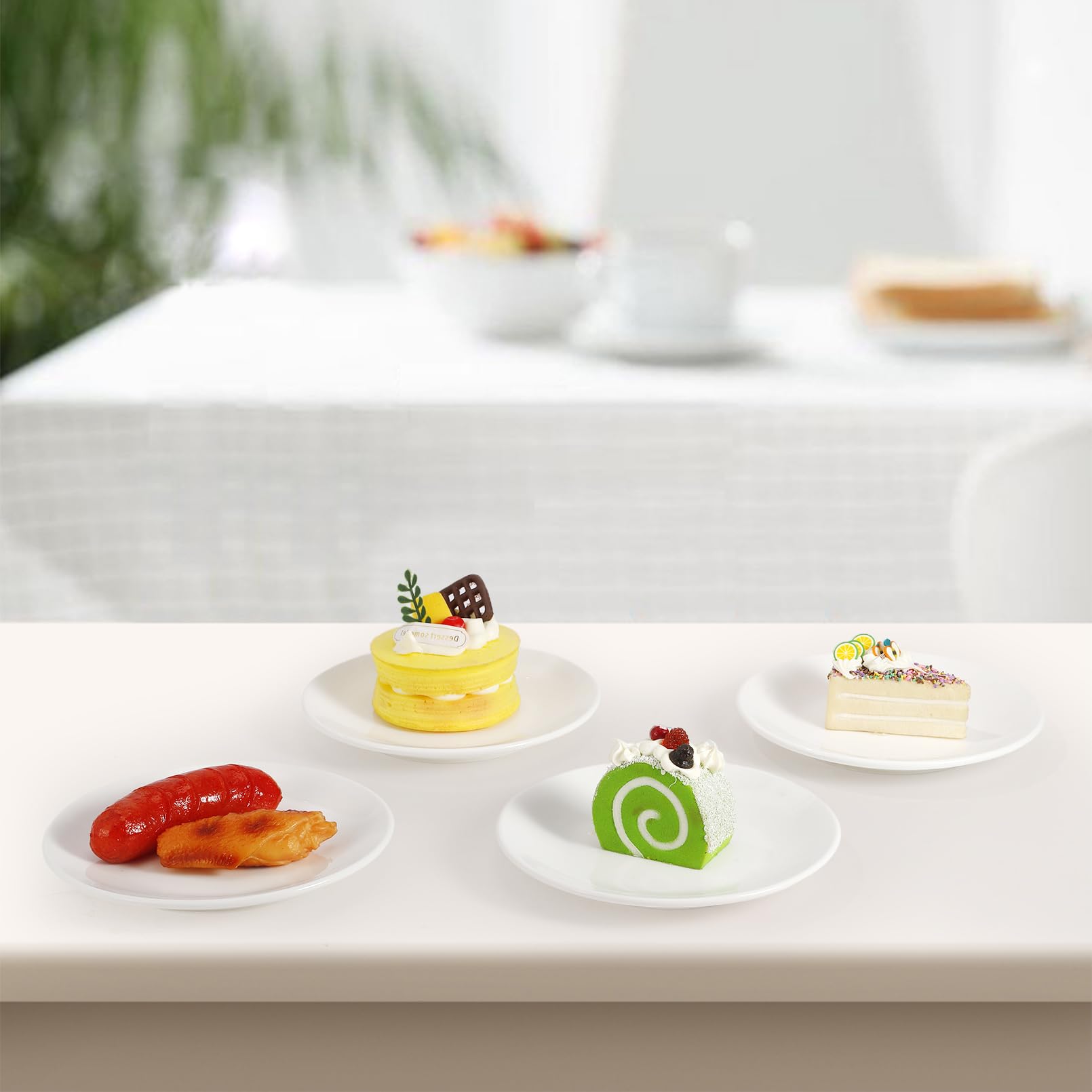 16 piatti da dessert in porcellana, piccoli piatti rotondi da 15,3 cm, per antipasti, piatti da dessert in ceramica per torte, snack, forno a microonde e lavabili in lavastoviglie