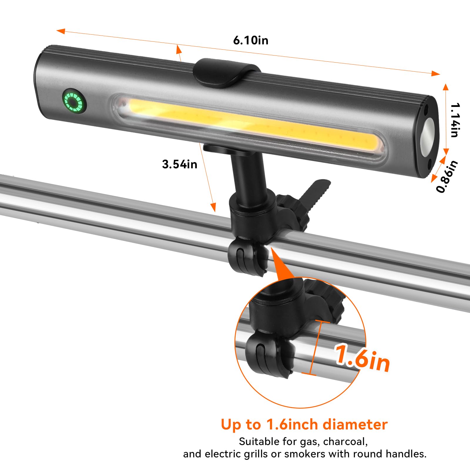 Luces de parrilla para parrilla al aire libre diseñadas para parrilla Blackstone Weber, luz magnética para parrilla de barbacoa para accesorios de parrilla Blackstone, luces LED magnéticas 6