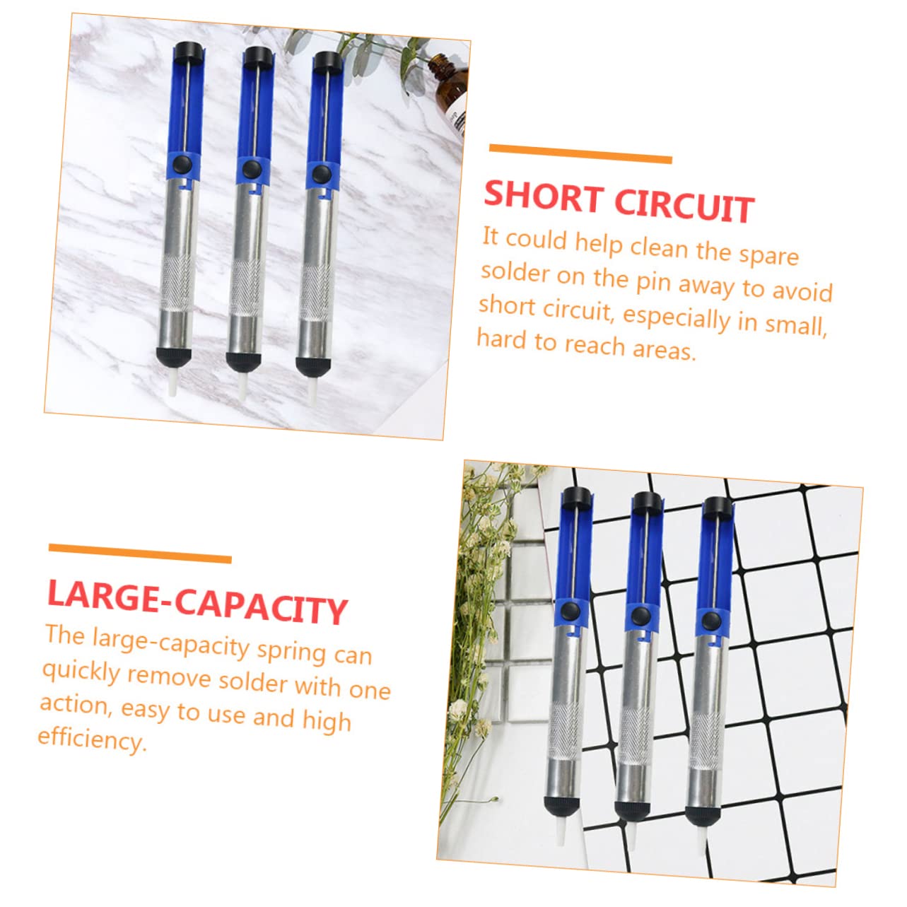 BUTIFULSIC 4pcs Manual Solder Removal Pump Lightweight Desoldering Tool for Easy Circuit Board Solder Cleanup Compact and Practical for Electronics Repair