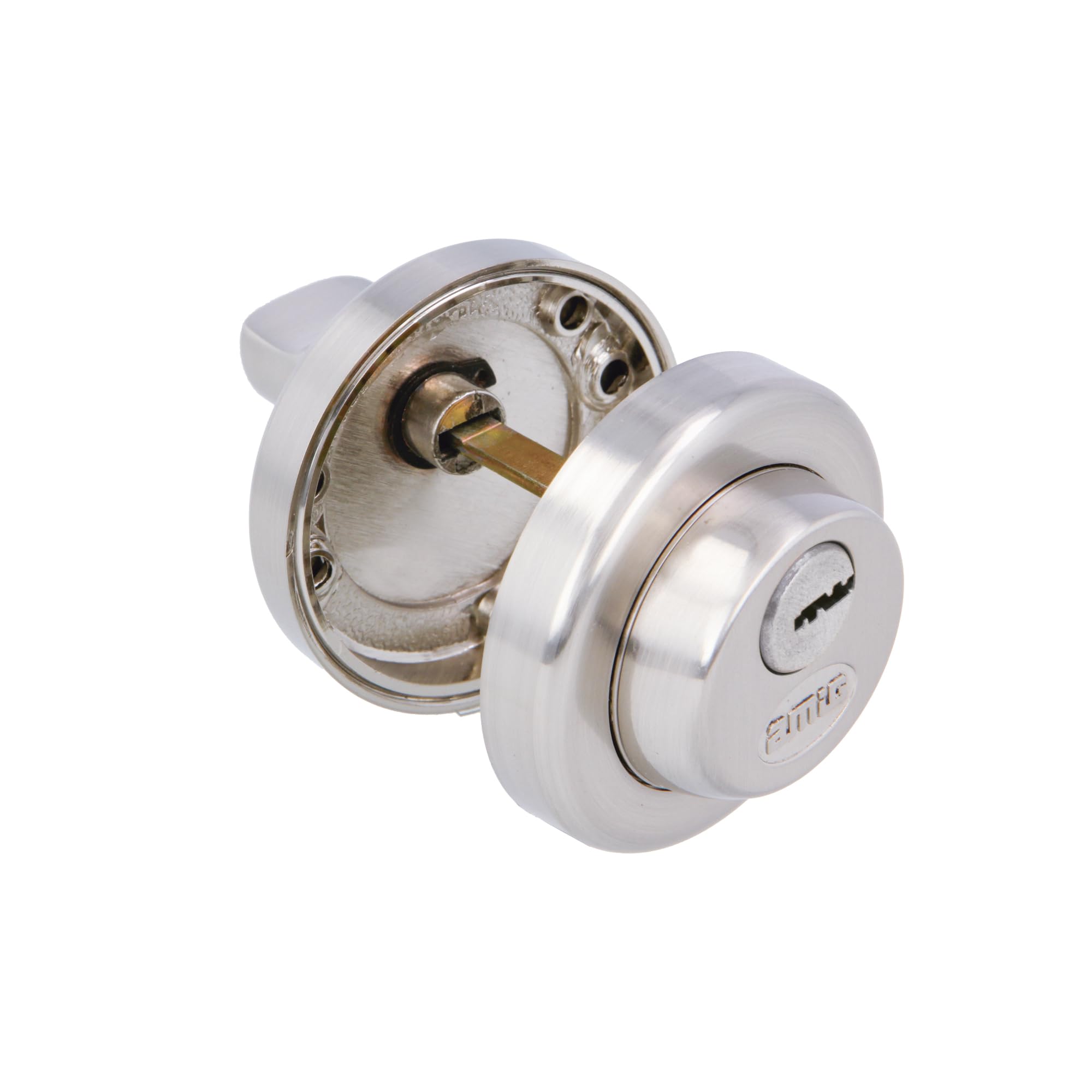 Amig - Muletilla de Diseño Contemporáneo Modelo 46R-KD en Zamak con Acabado Cromado Mate - Ø52 mm - 3 Llaves de Puntos para Privacidad - Cuadradillo de 6 mm - Ideal para Puertas de 35-45 mm de espesor
