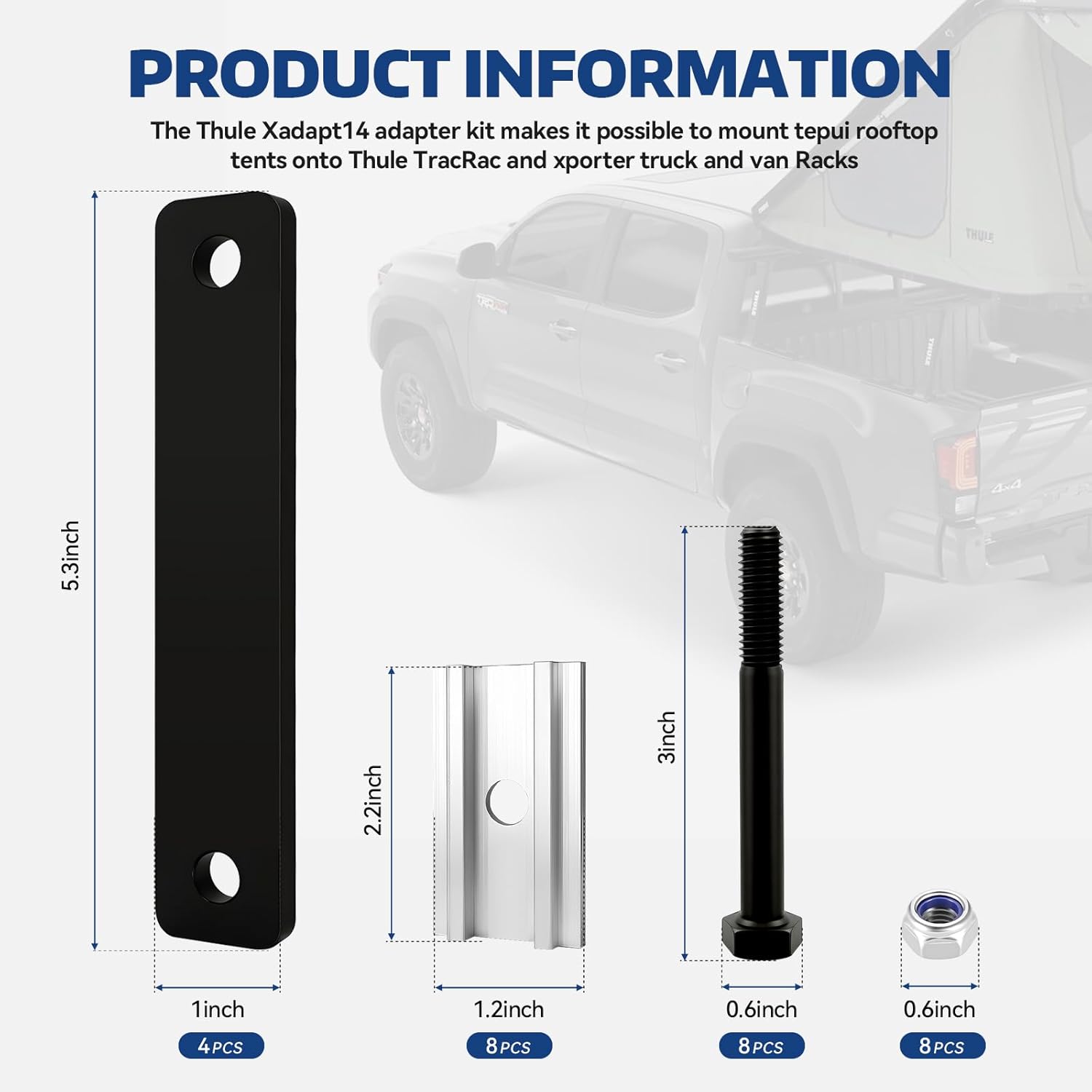 XADAPT14 Adapter kit Compatible with Thule TracRac or Xsporter pro Racks