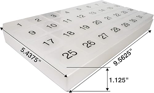 Miniatura 7 de Organizador de pastillas de 31 días  1 por día, 4 semanas, 31 compartimentos + organizador de pastillas mensual con almacenamiento  Incluye bandeja