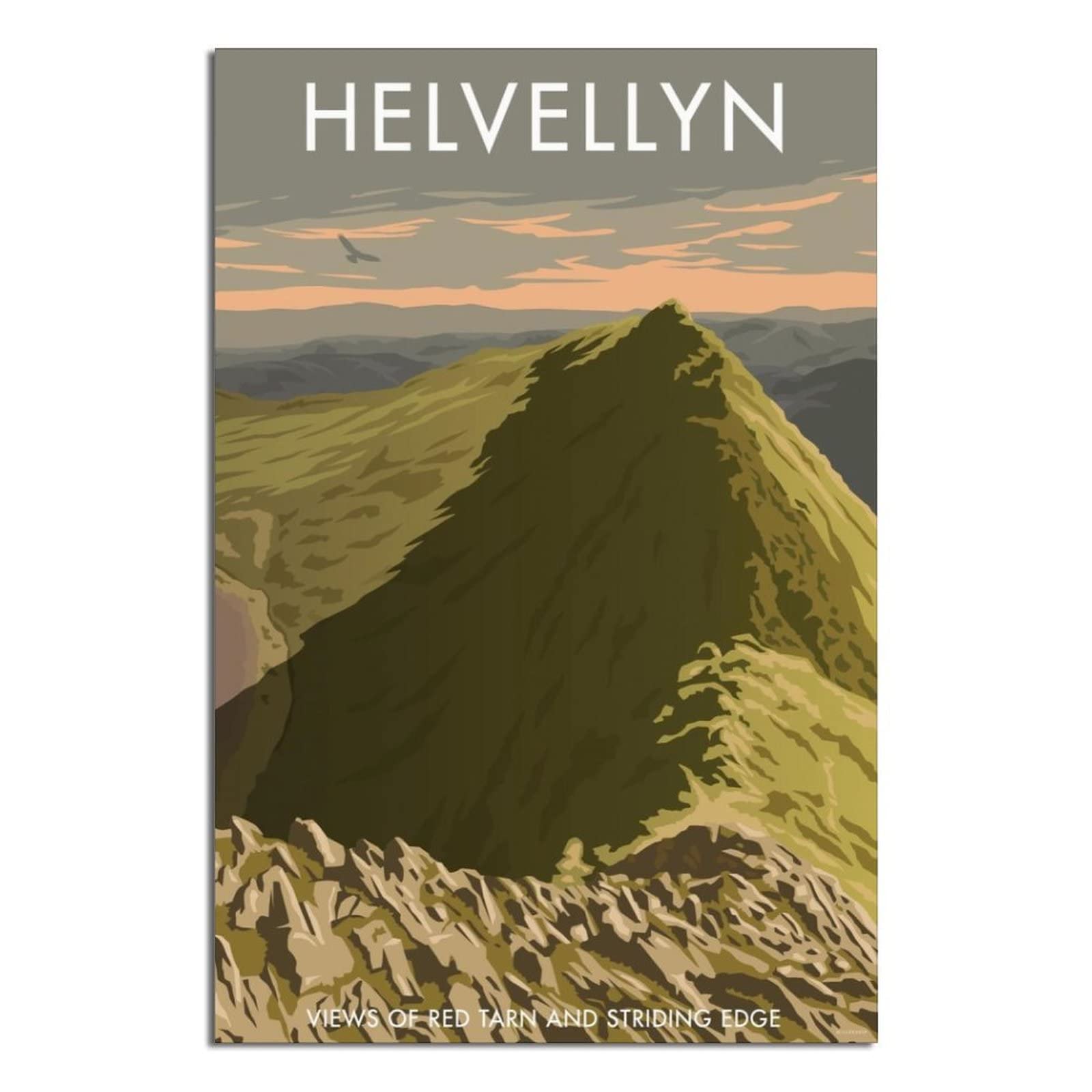 VTGCLT England Helvellyn Vintage Travel Posters Red Tarn And Striding Edge Canvas Painting Pictures Prints Wall Art for Bedroom Office Decor 16x24inch(40x60cm)