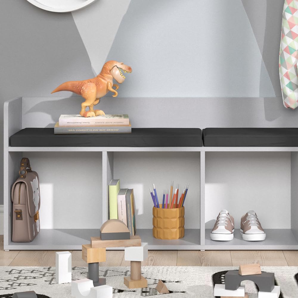 Vicco Étagère pour Enfants Luigi, Gris Clair, 142.4x53.4cm 4 Compartiments, Compatible avec d'autres éléments de la série Luigi
