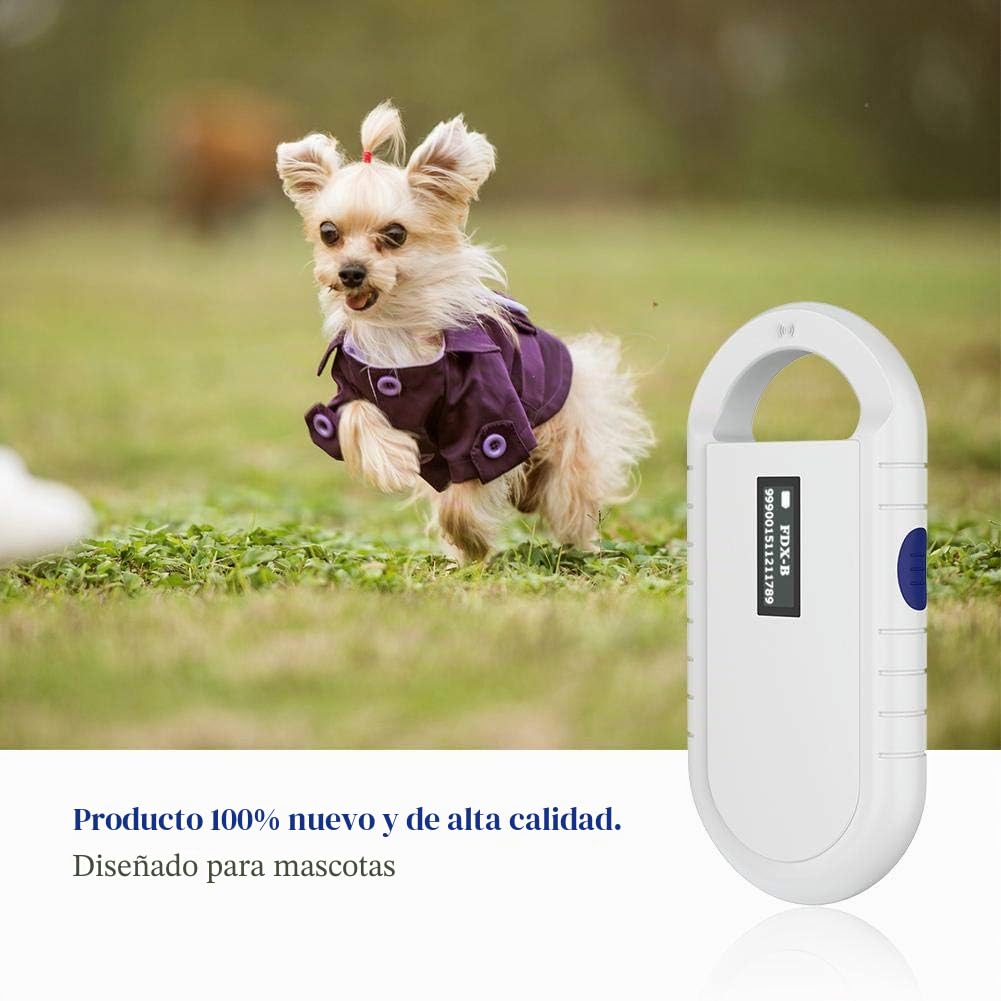 Vbestlife Escáner portátil de Chips para Mascotas, 134.2kHz Compatibilidad con ISO 11784/11785 FDX-B e ID64 RFID, Lector RFID de Animales de Mano Animales/Mascotas/Perros/Gatos/Cerdos