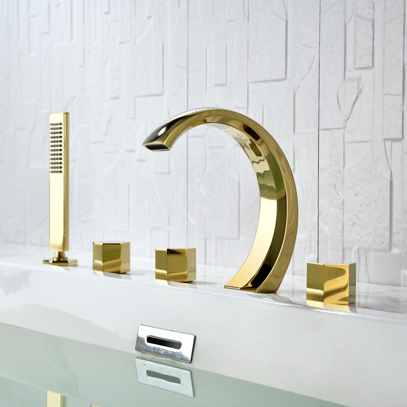 ZQFHSX Brass Shower Mixer Tap with 5 Holes - Finish, Bath Taps for Modern Bathrooms