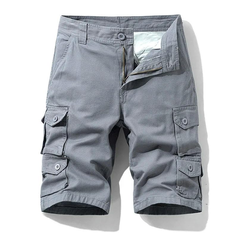 Bermudas de algodón para hombre, holgadas, estilo militar, con cremallera