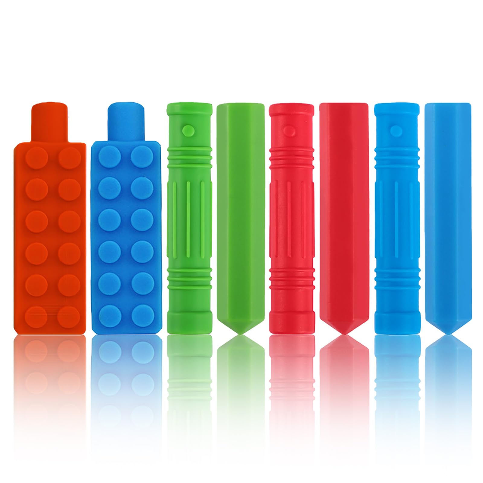 ANSUG 8 Pcs Colour Chewy Pencil Toppers Covers, Silicone Pencil Toppers Chewable, Sensory Chewable Pen Toppers