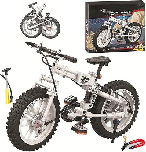 Bloques de construcción de bicicleta, juego de construcción de modelo de bicicleta plegable, escala 16, kit de construcción de bicicleta de montaña