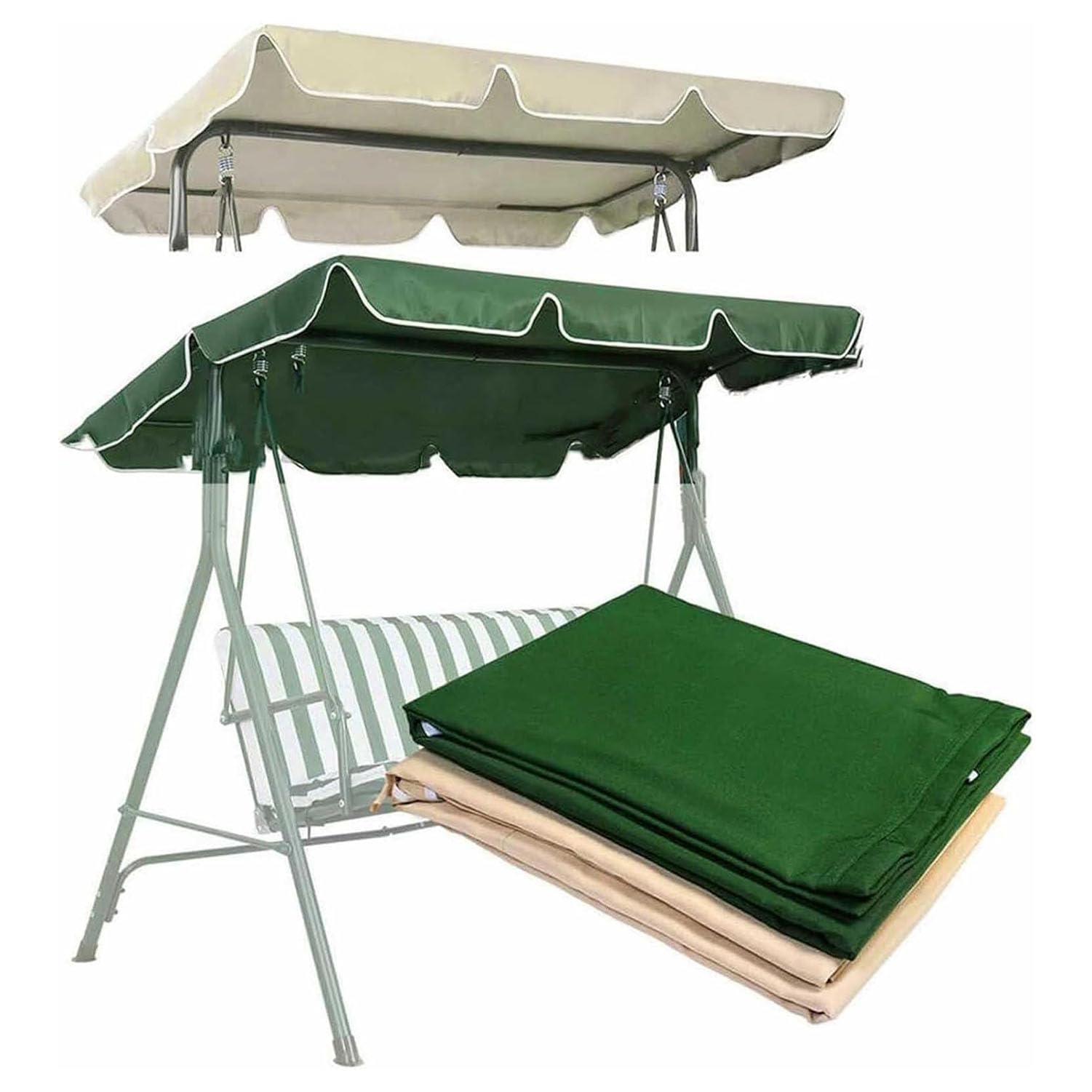 Generic Swing Chair Canopy Replacement, Waterproof Oxford Cloth Garden Swing Seat Canopy, Beige, 164x114x15CM