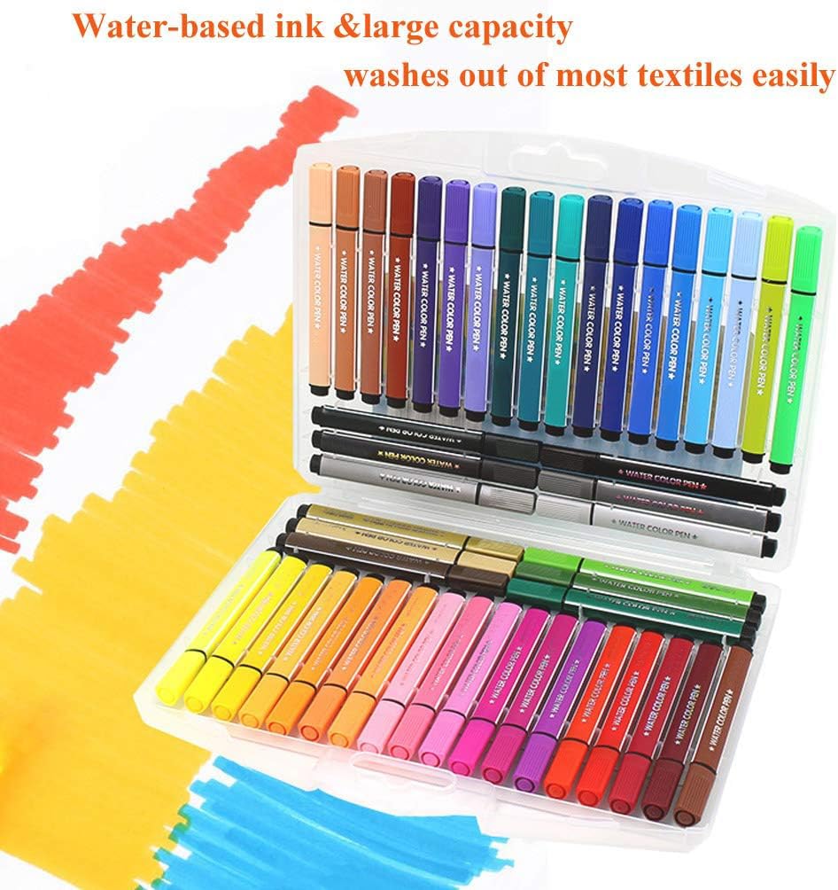 KXF Washable Felt Tip Colouring Pens Set for Children Non-toxic Thick Fibre Tip Chunky Pens with Case Box for Colouring Book Drawing Gift - Image 2