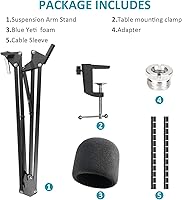 Vista 7 de SUNMON Blue Yeti Soporte de Brazo para Micrófono con Filtro Pop, Compatible con Micrófono Blue Yeti