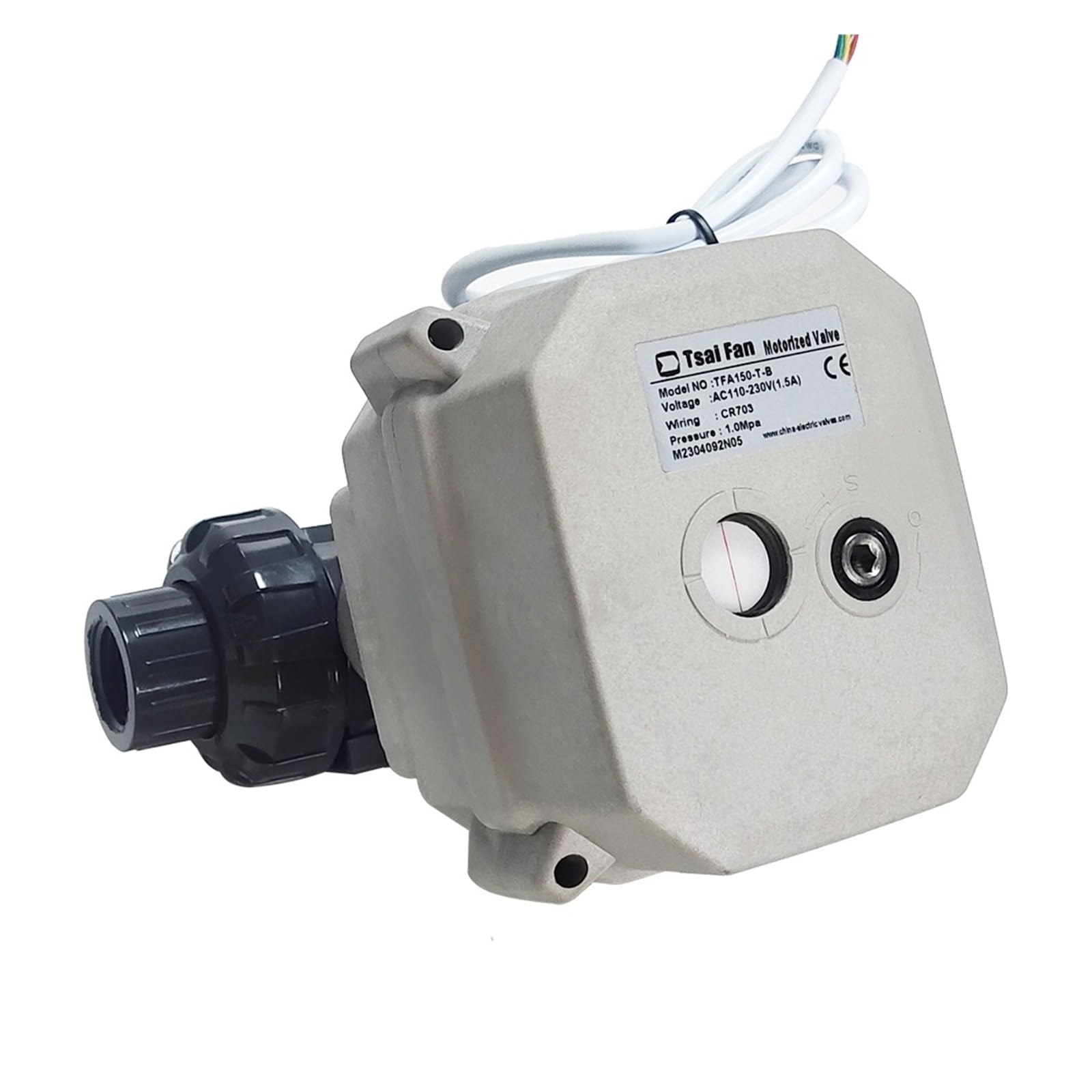 Zawór kulowy z napędem elektrycznym 1/2 PVC True Union BSP NPT Klej End DN15 Sterowanie silnikiem Metalowa przekładnia (NPT-DC24-CR502)