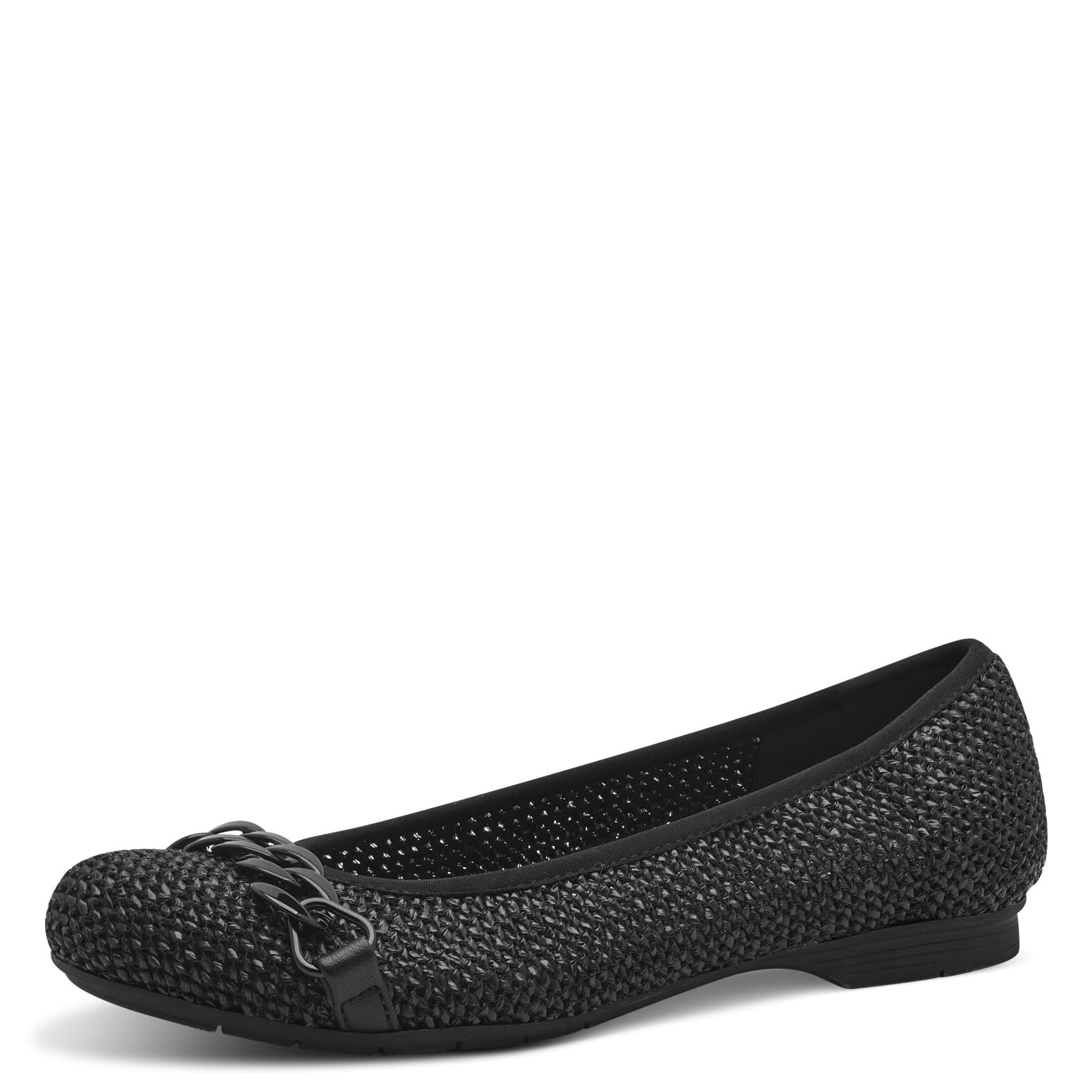 Jana Women’s Ballerinas with Decorative Buckle Vegan, Black, 3,5 UK