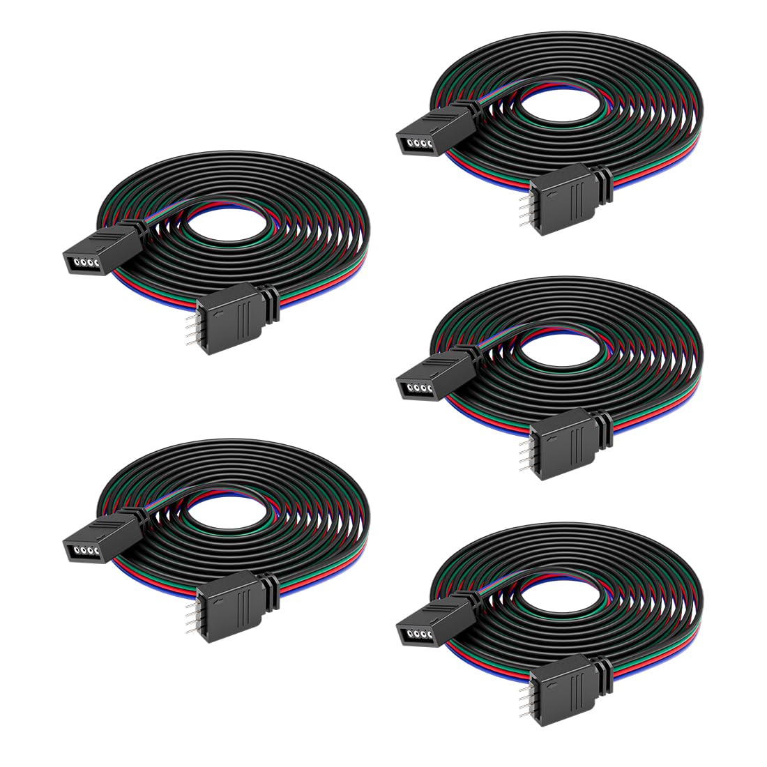 BTF-LIGHTING 4PIN 22AWG JST SM LED Connector 5pcs/Pack Male Female Connector with 1m Cable for PWM SMD FCOB RGB LED Strip Without Soldering Controller Wire