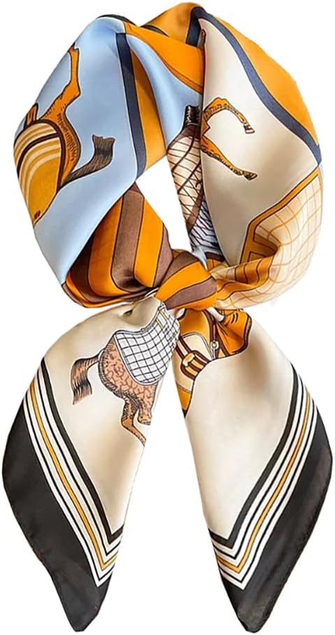 ANDANTINO 100% Mulberry Silk Square Scarf for Hair-25.6" X25.6'' Women Men Natural Silk Neckerchief Digital Printed Headscarf