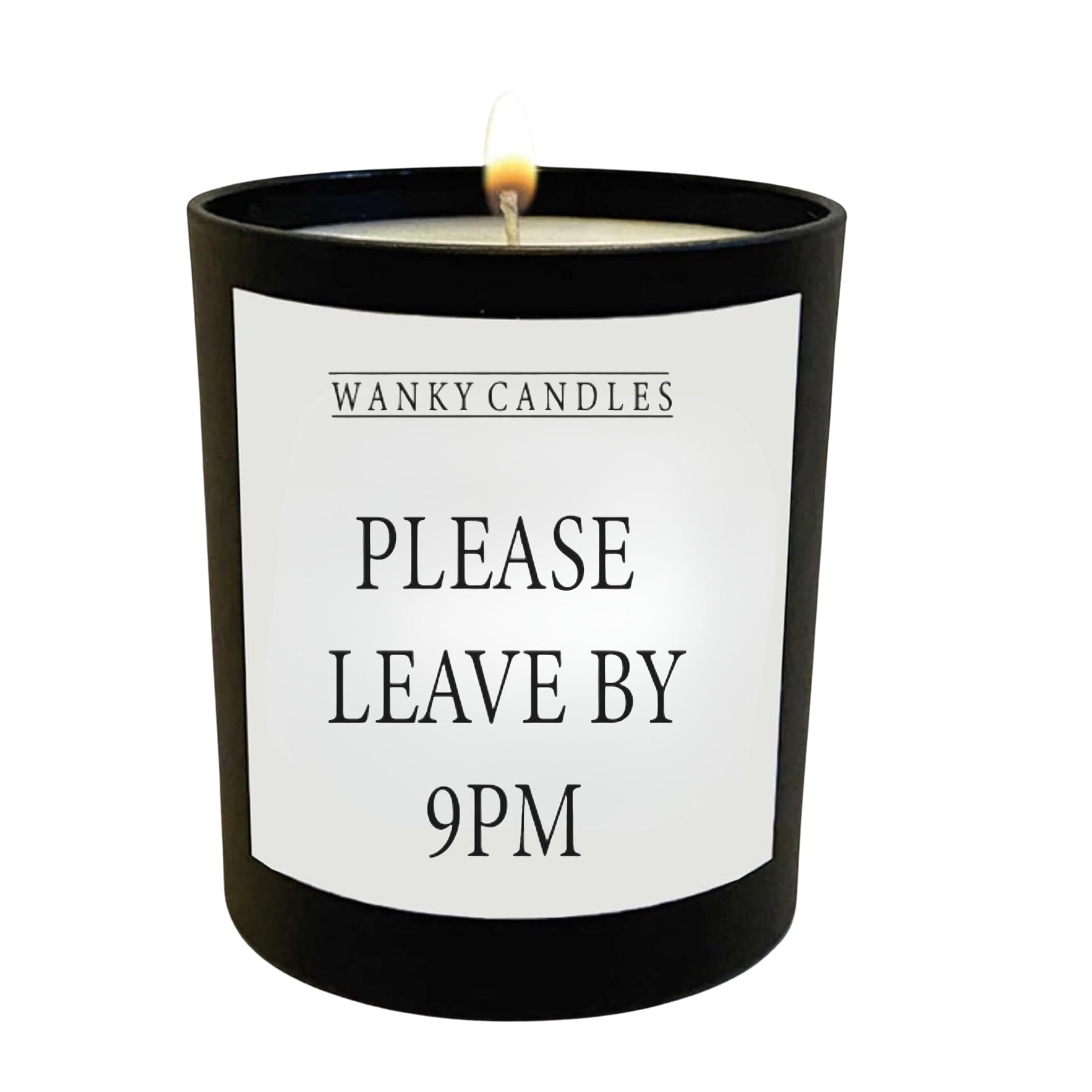 Wanky Candles Funny Candle for Introverts Please Leave By 9PM Relatable Black Jar Home Fragrance for Homebody Friend