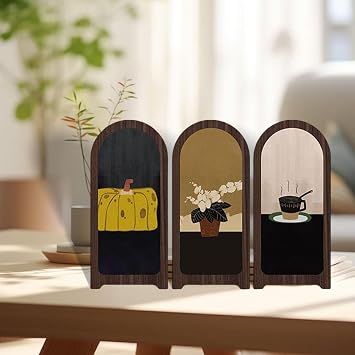 Decorative Desktop Screen, 3 Folding Mini Screen, Dining Room Divider, Home Decor, Style D