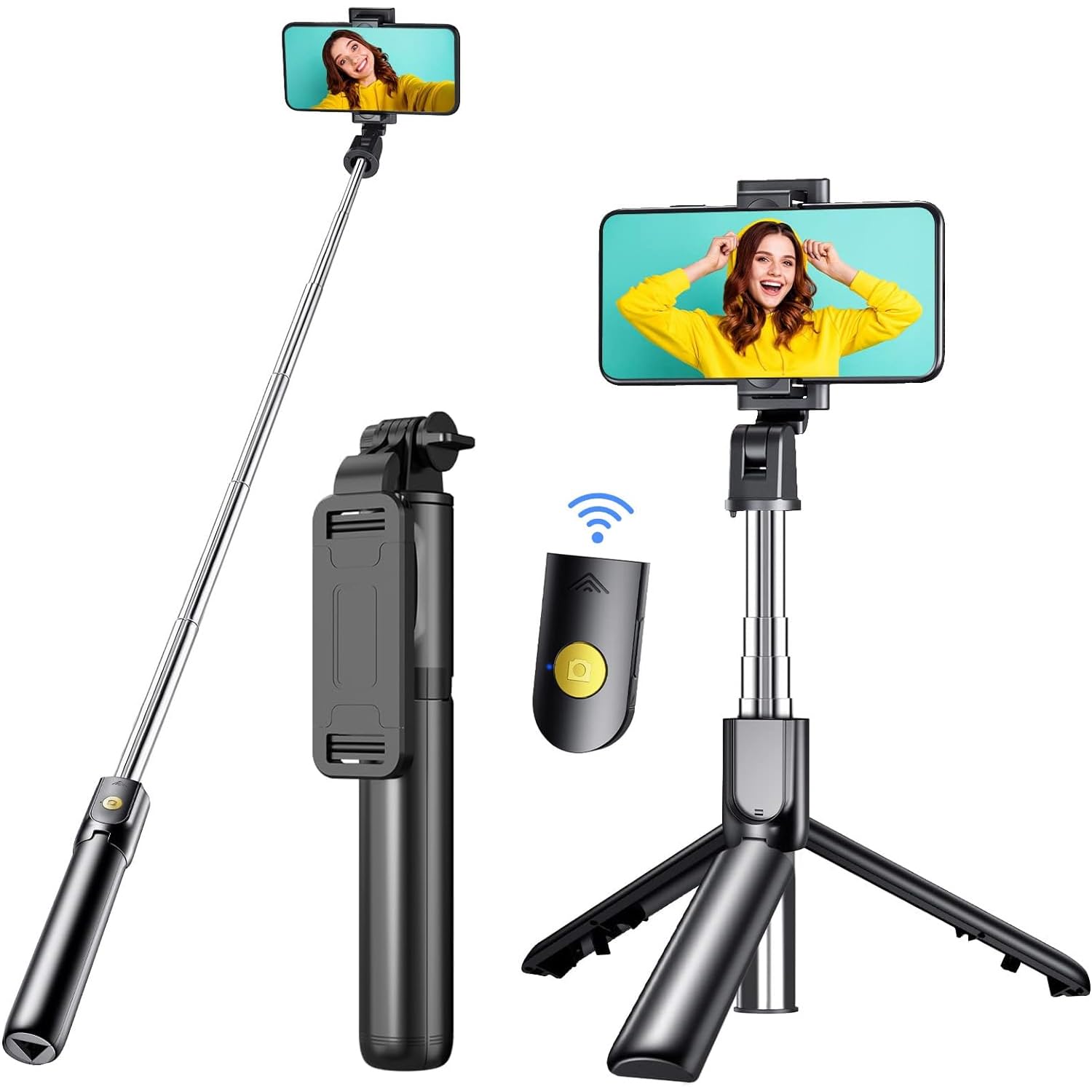 Action Pro Selfie Stick with Tripod Stand, 3 in1 Multifunctional Design, Selfie, Vlogging & Photo Shoot, Selfie Stick with Bluetooth Remote