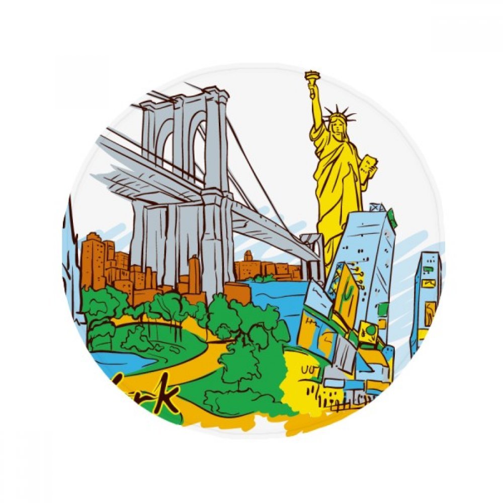 Tapis de sol rond New York aquarelle design moderne revêtement anti-slip