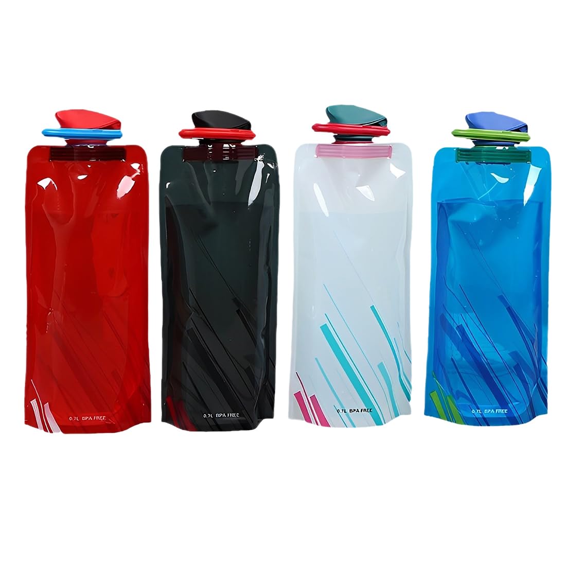4 Pcs bottiglie pieghevoli da 700ML ideali per escursioni avventure e viaggi Bottiglie flessibili riutilizzabili per l'acqua