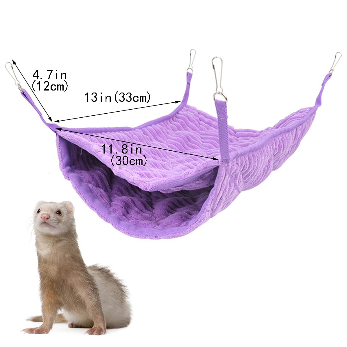 Kleintier-Hängematte, Frettchen-Hängematte, Hängematte und Tunnel, Hamster, Eichhörnchen, Zuckerschleuder, Meerschweinchen, Frettchen Zubehör, Hängeversteck Tunnel, Röhrenspielzeug für Käfig (lila)