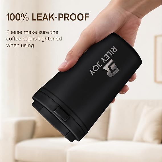 13oz Insulated Travel Coffee Mug, Hot & Iced Coffee Cups with Lids, Black
