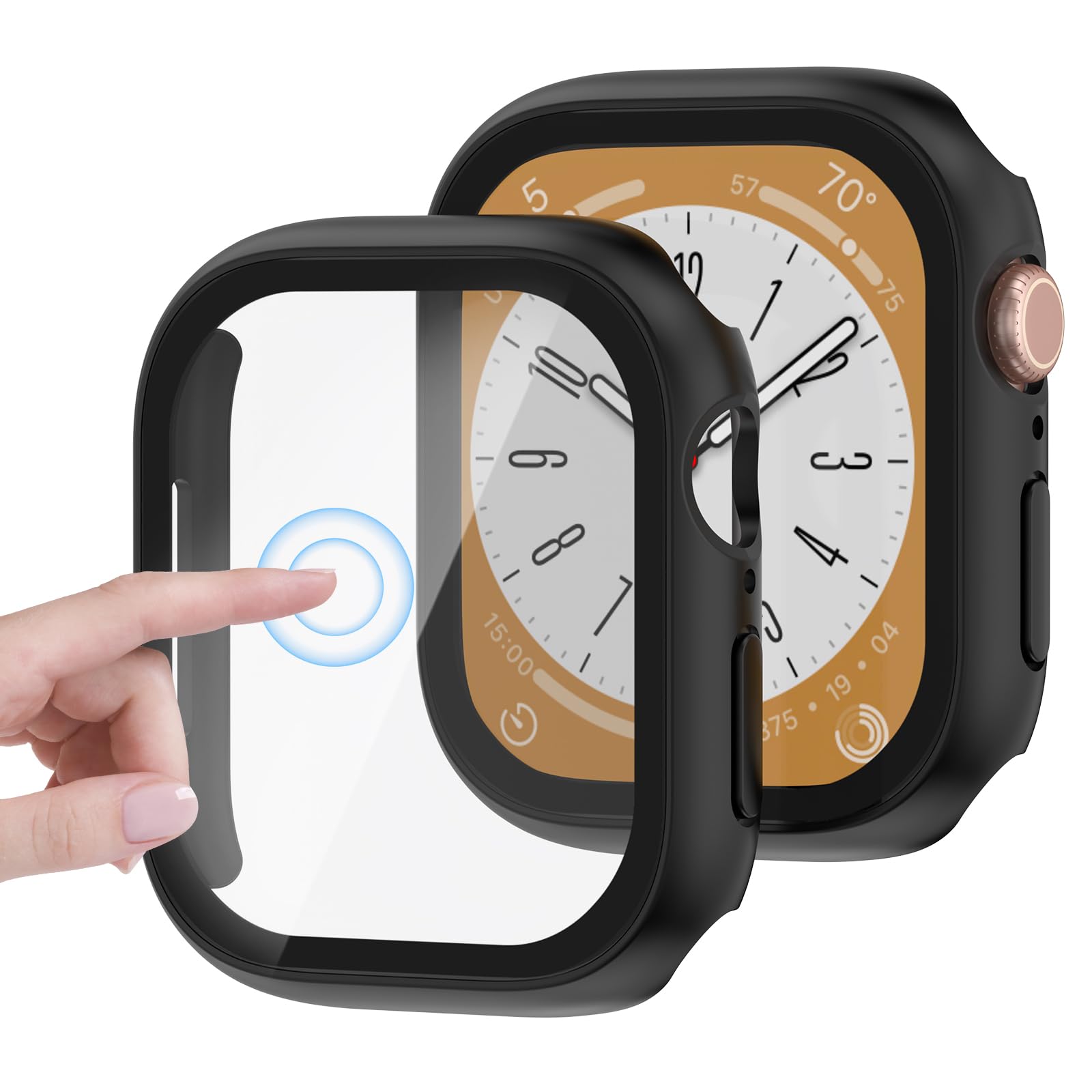 AUDOZ 2 Pack Case for Apple Watch Screen Protector 40mm Series 4 5 6 SE SE 2nd Gen