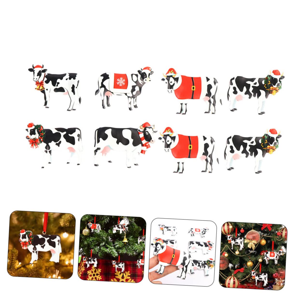 12 STK Kuh Weihnachtskugeln Christbaumschmuck Zum Aufhängen Weihnachtsparty-Dekoration Weihnachtsbaum-Kuh-Ornamente Unvollendeter Kuh-anhänger Grüne Dekorationen Festschmuck Harz IMIKEYA