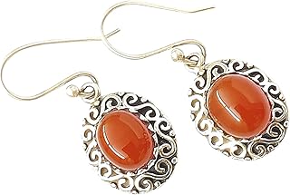 Carnelian Earring, Drop Earrings, Orange Earring, Dangling Earring, Healing Crystals Earring, Oval Earring, Designer Earring, Orange Stone Earring, Dangle & Drop Earring, Handmade Earring, Hook Earring