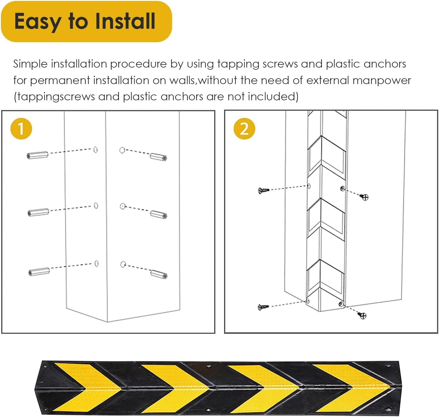 ガレージウォールガードコーナー、高耐久コーナーシールドエッジプロテクターストリップ、エッジセーフティバンパーカバー、取り付けと切断が