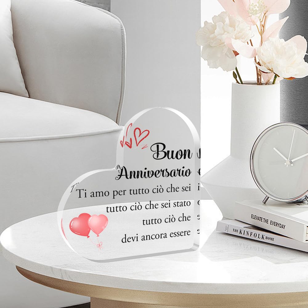 Targa Amorosa A Forma Di Cuore - Regalo Anniversario Per Coppie - Con Messaggio Romantico - Foto 13