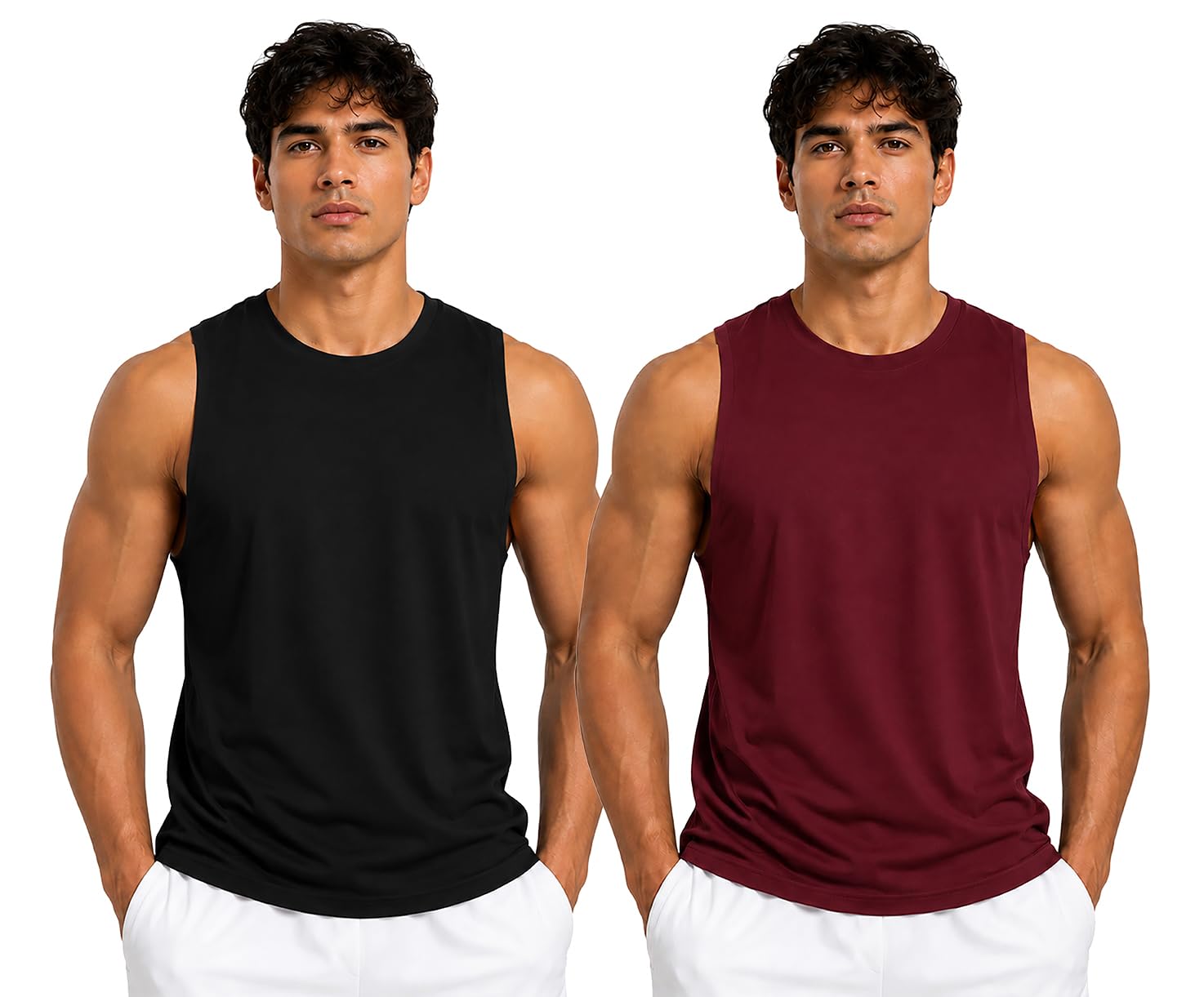 Men's Fitness Gym Vest | Premium Cotton Sleeveless Activewear (Pank of 2 Black-Neavy Blue)-image-47