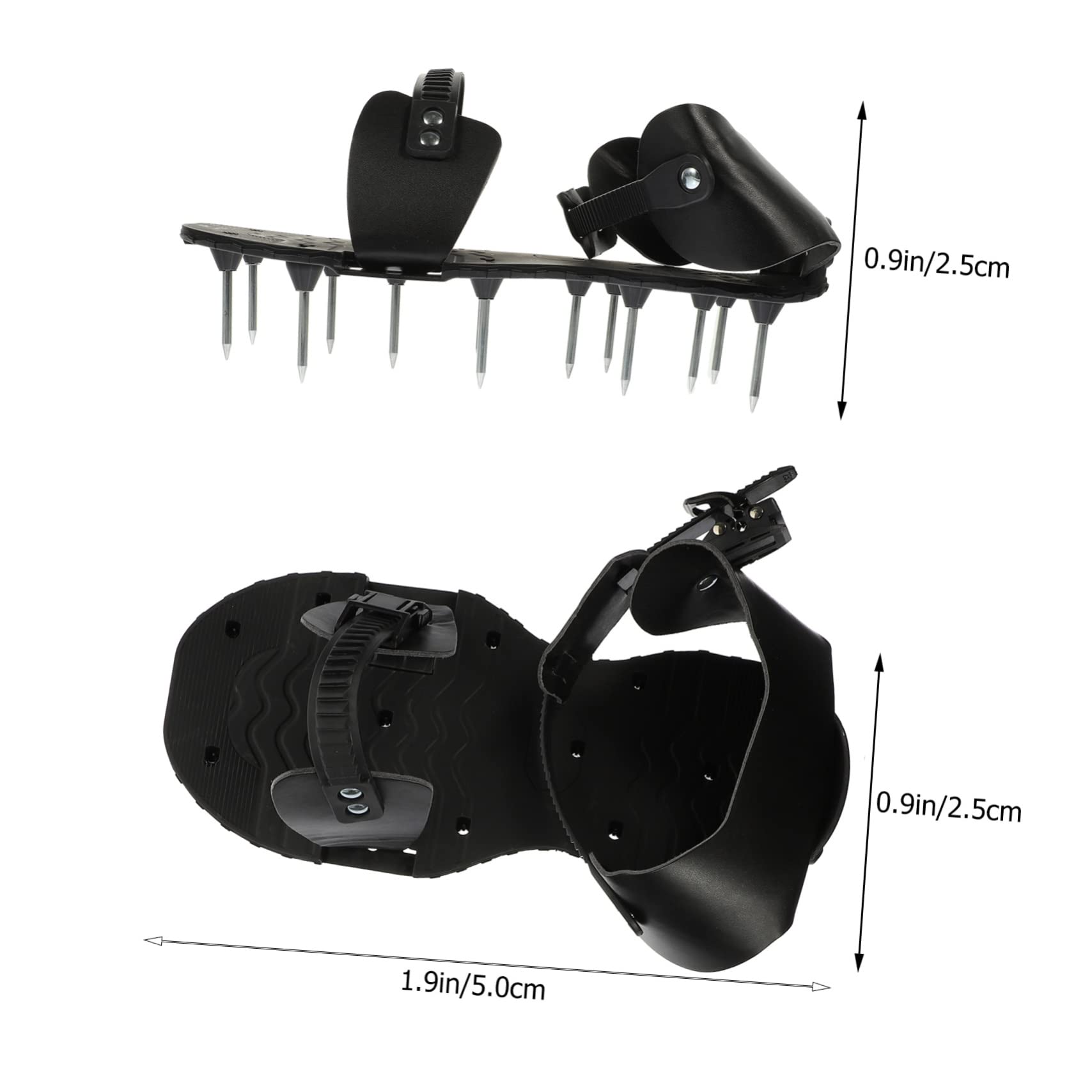 Gatuida Zapatos Aireadores de Césped de PU Negro Correas Ajustables para Jardinería, Herramienta Manual para Mejorar la Salud del Césped y Airear el Suelo