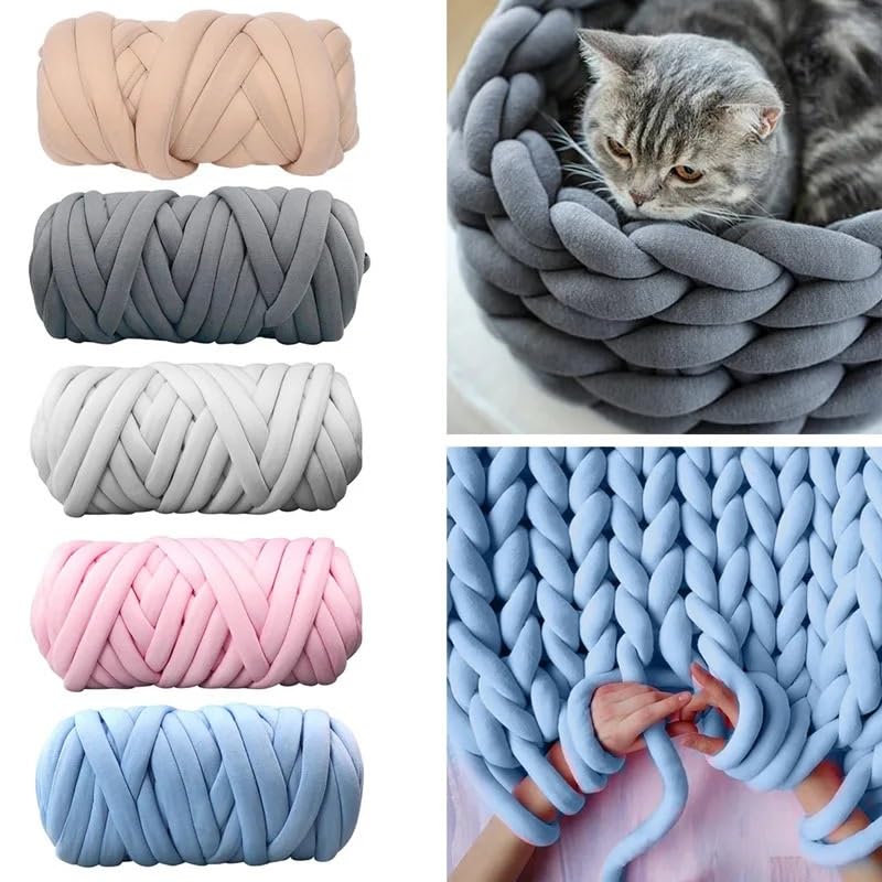 Lana Para Tejer 0,5 KG de punto grueso de ganchillo, manta tejida de algodón suave y grande, hilado grueso Lanas Para Crochet (Color : 0.5kg Dark Gray)
