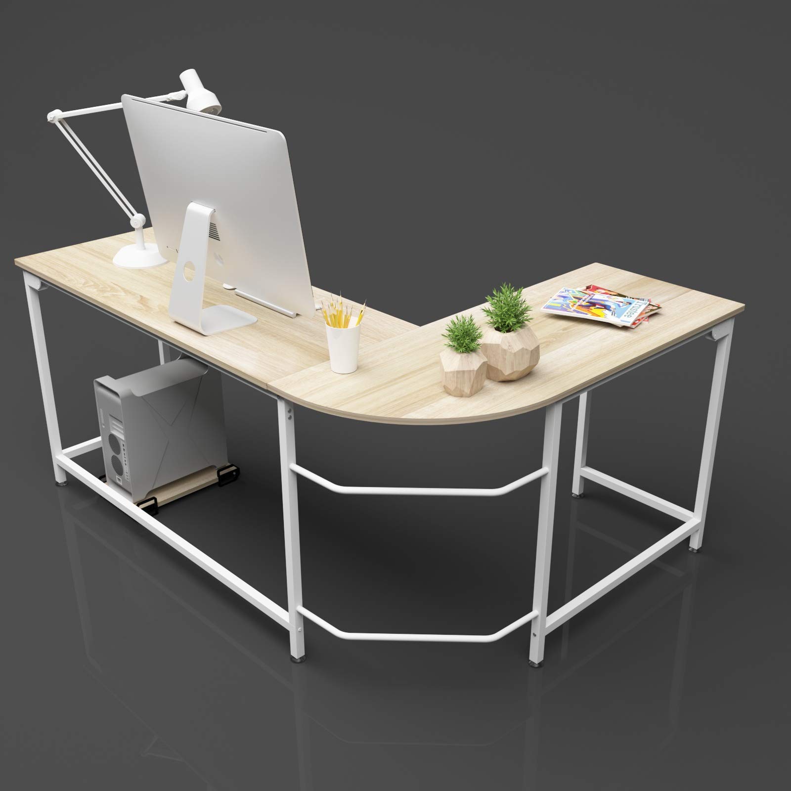 Buy Teraves Modern LShaped Desk Corner Computer Desk Home Office Study Workstation Wood & Steel