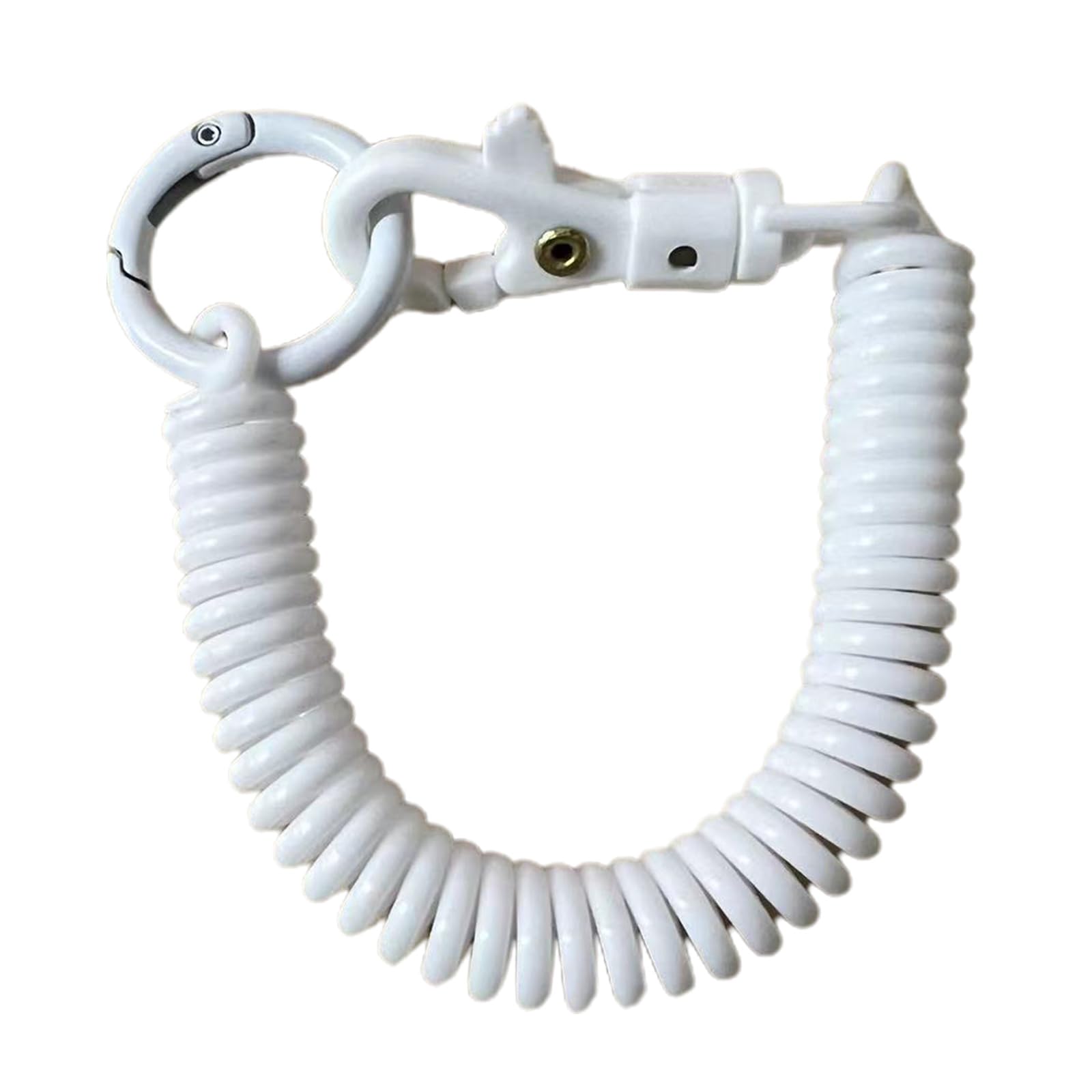 Haiki White Stretchy Spirals Keyring Retractable Keychain Coil Spring Keychain Alloy Key Holder Colors Key Chain For Backpack