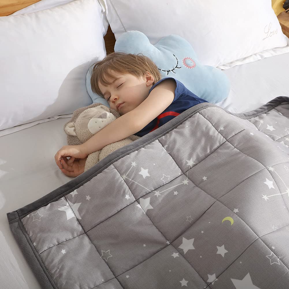 Haowaner Minky Toddler Weighted Blanket 3lbs, Soft Baby Weighted Blanket for Toddler, Kids Weighted Blanket 3 Pounds, 3lb Weighted Blanket for Toddler, Crib Weighted Baby Blanket for Child, Star