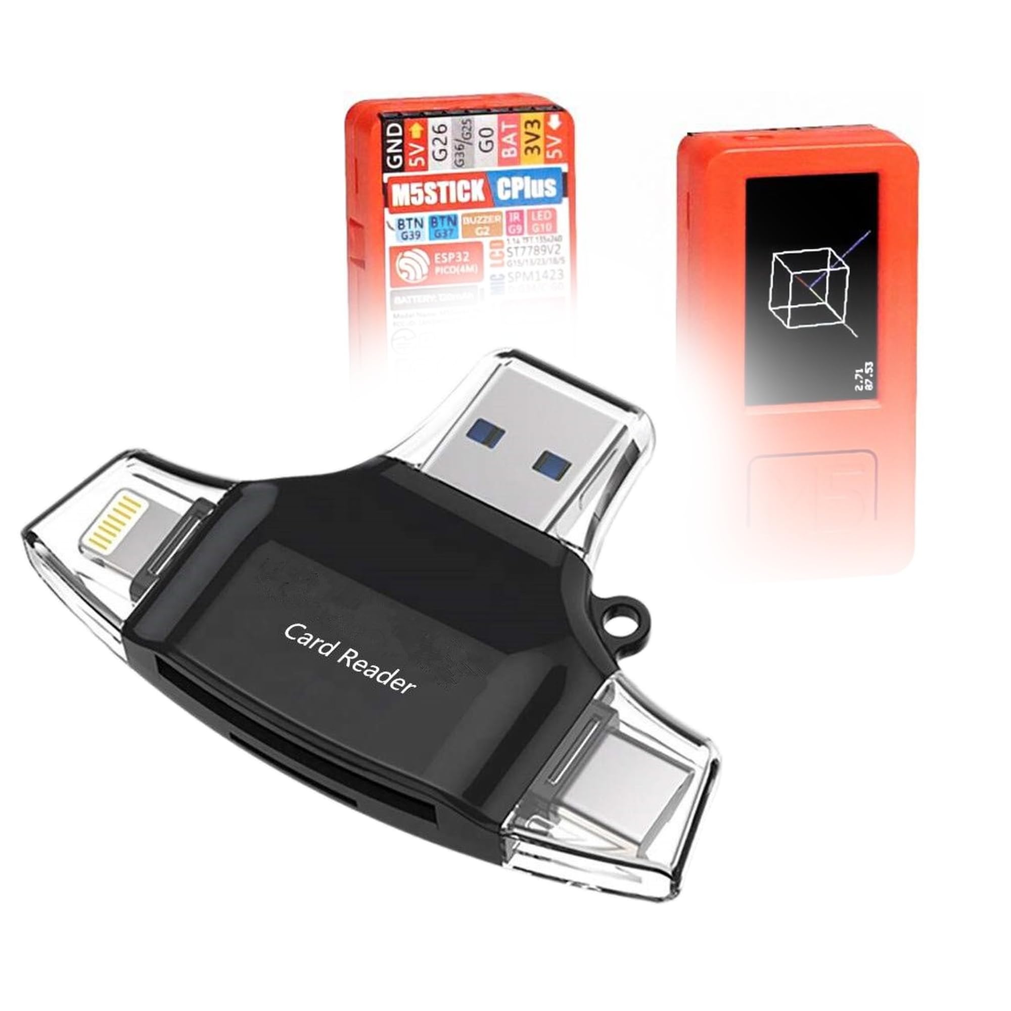 BoxWave Smart Gadget Compatible with M5Stack M5StickC Plus ESP32-PICO Mini IoT Development Kit - AllReader SD Card Reader, microSD Card Reader SD Compact USB - Jet Black-image-11