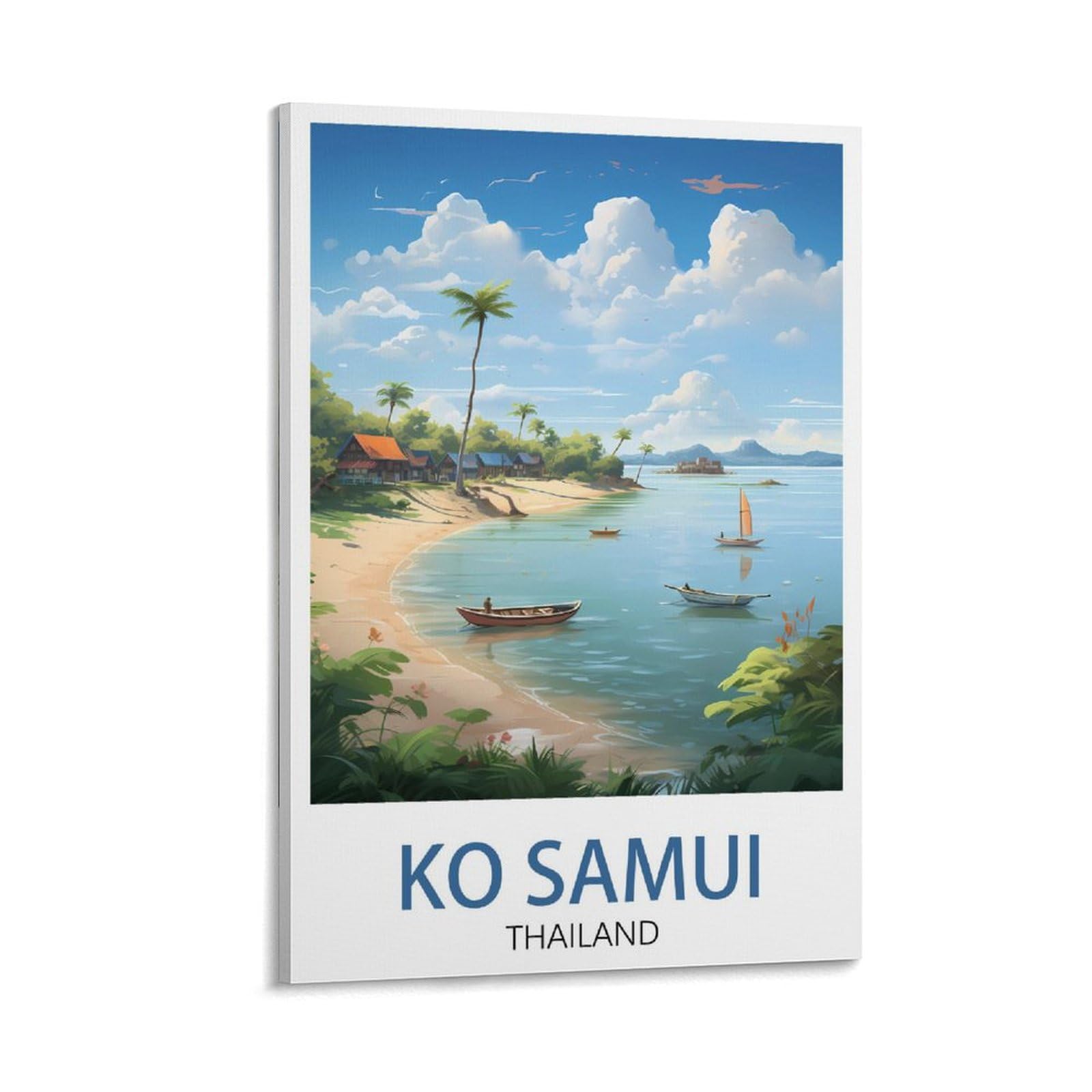BaHeLs Ko Samui Thailand Vintage Travel Posters Landscape 16x24inch(40x60cm) Canvas Wall Art Print Painting for Wall Decor Living Room Bedroom