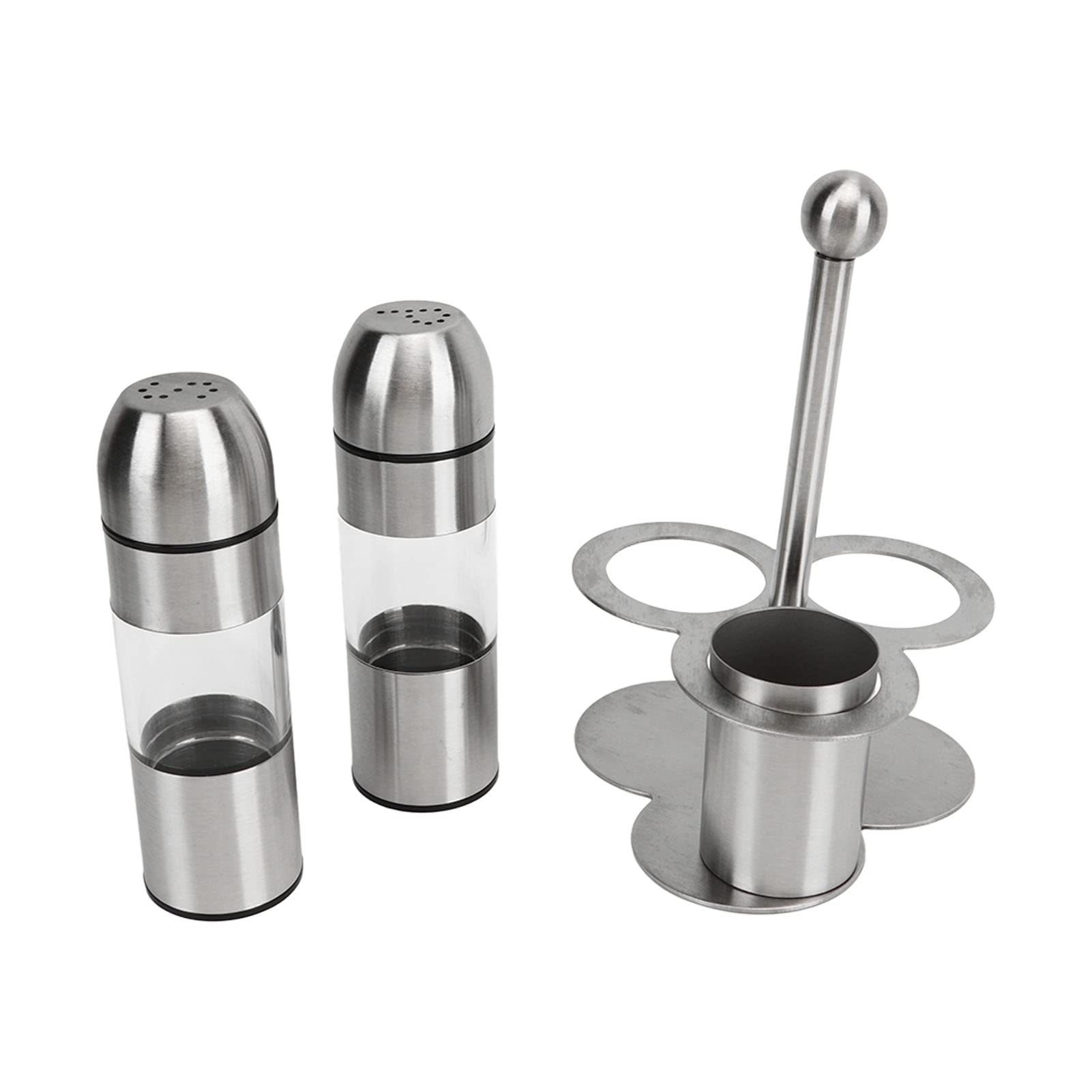 Set di bottiglie per condimenti in acciaio inossidabile Contenitori per sale e pepe antiruggine dal design elegante con coperchio a scatto per tavolo da pranzo da (Bottiglia di condimento X 2, tazza