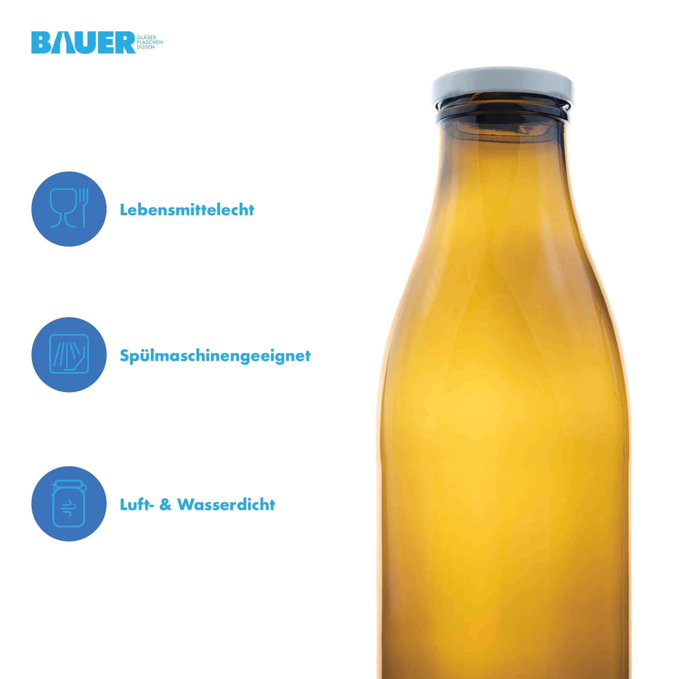 Bottiglie Latte Vetro Bottiglie Vetro 1 Litro - 6 Pezzi Con Coperchi Twist-Off Per Latte E Succhi Bottiglie Conserve