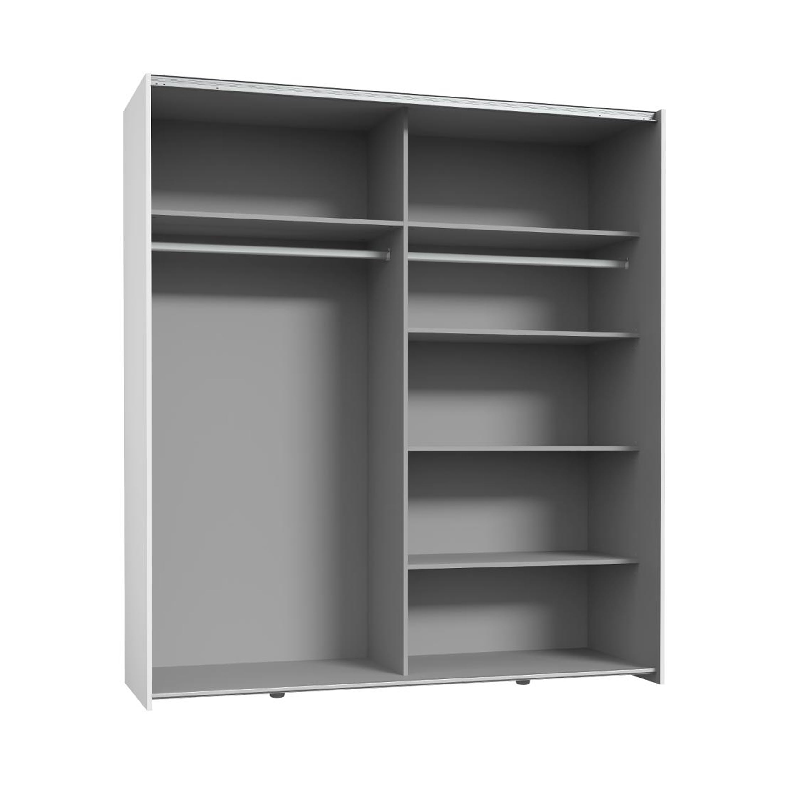 Forte KAIKAIS Kleiderschrank 170, moderner Schwebetürenschrank, 2-türig, Spiegel, Schlafzimmer, Holzwerkstoff, Weiß, 170,3 cm breit x 190,5 cm hoch x 61,2 cm tief